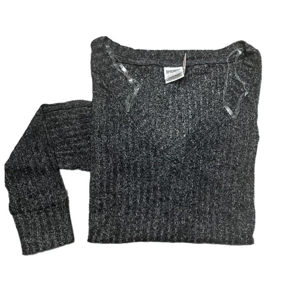 PINK Victoria's Secret Tops - Victorias Secret Pink Supersoft Cozy Ribbed Thermal Cozy V-neck Pullover gray Xs